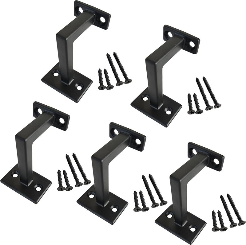 Langdoly 3-3/8" High Swivel Handrail Brackets for Staircase Stair Railing Heavy Duty Black Brackets with Screws (Fixed Stair handrail 5) - Image 5